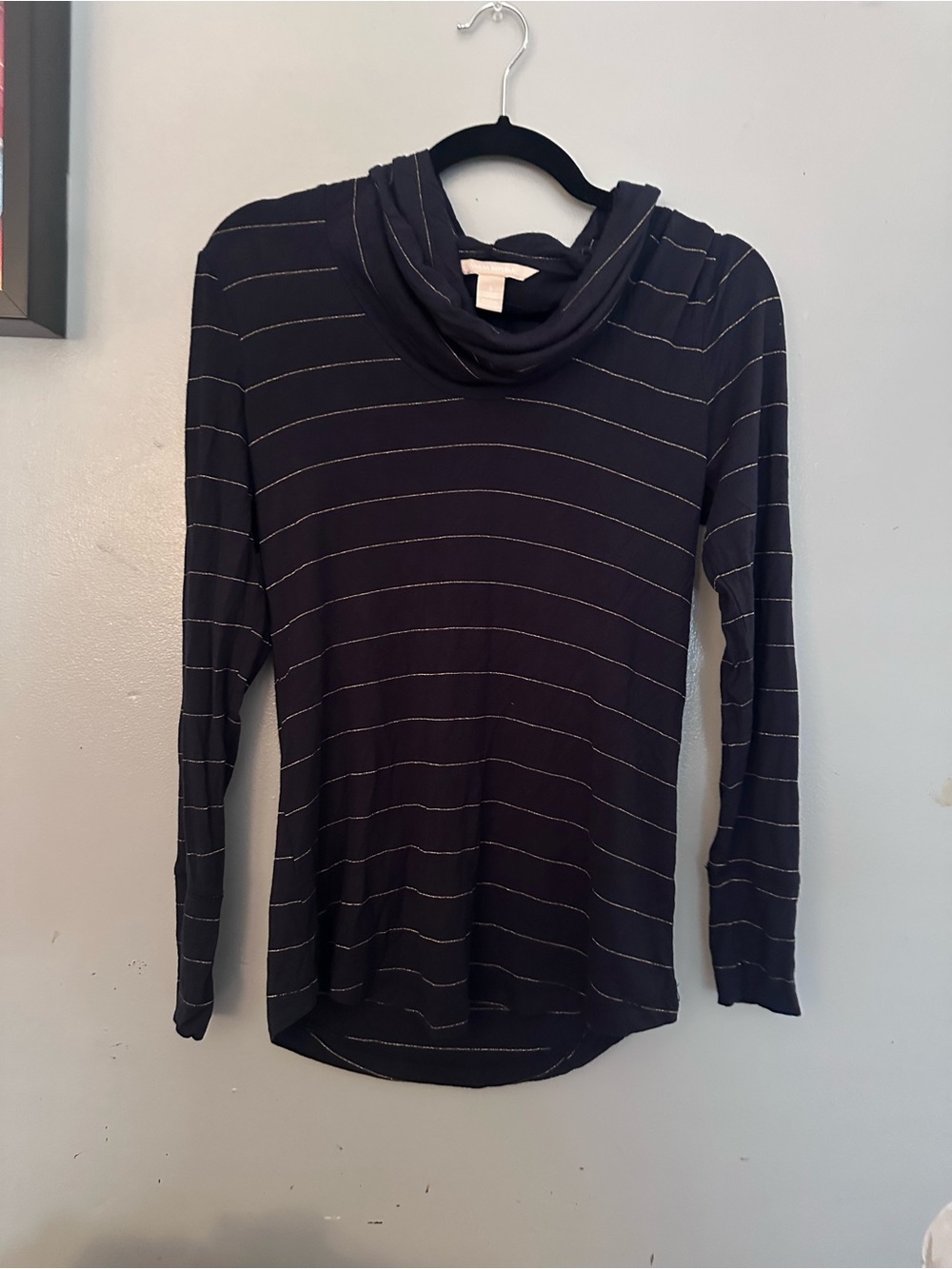 Banana Republic Black Striped Cowl Neck Sweater